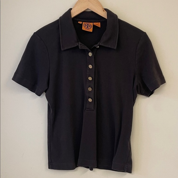 Tory Burch Tops - Tory Burch Brown Cotton Polo Shirt Gold Buttons XL GUC
